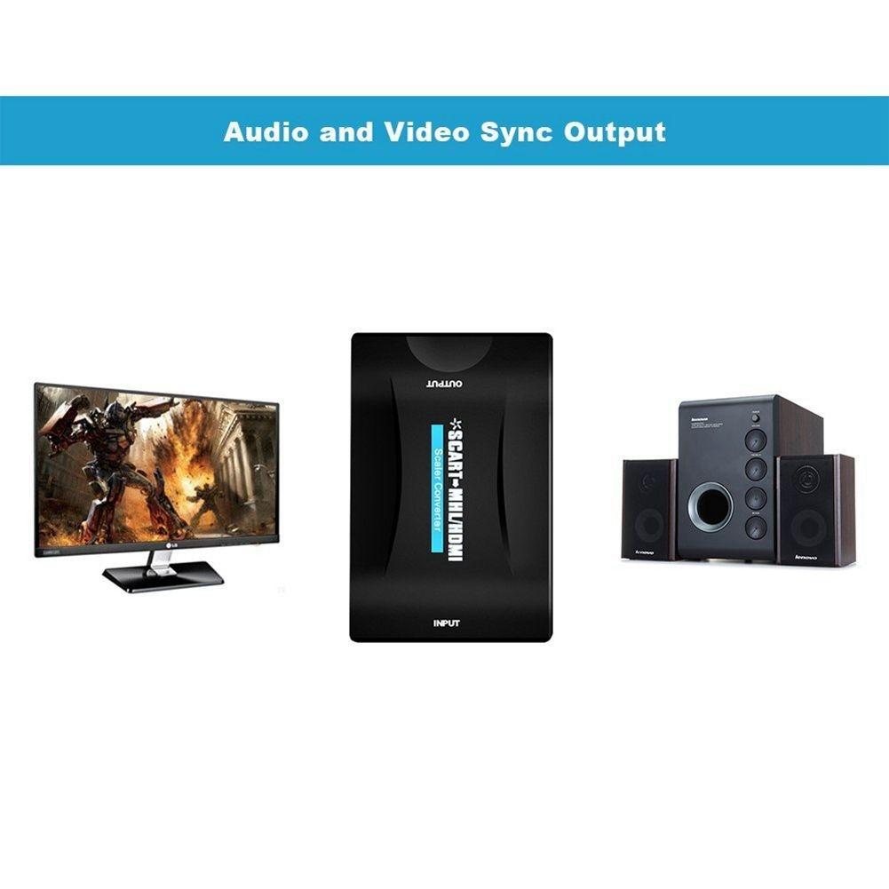 Peritel a HDMI 1080p 60Hz Adaptateur Plug and Play Convertisseur Analogique vers Numerique Boite Video Audio Adaptateur Support PAL / pour PS4 / DVD