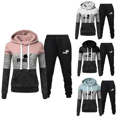 Frauen Mode 2 Stück Trainingsanzüge Farbe Patchwork Trainingsanzug Weibliche Lange Hülse Hoodies Sweatshirt und Jogginghose