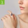 Drip Blue Enchantress Rose Opening Ring Romantic Valentine'S Day S925 Sterling Silver Ring