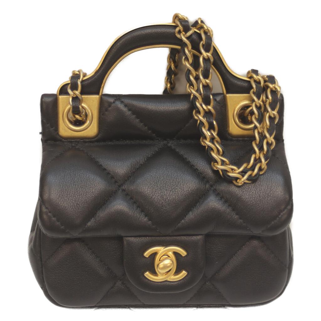 CHANEL AP2271 #31 Black Ram Mini Chain Clutch Chain Shoulder Shoulder bag blackUsed