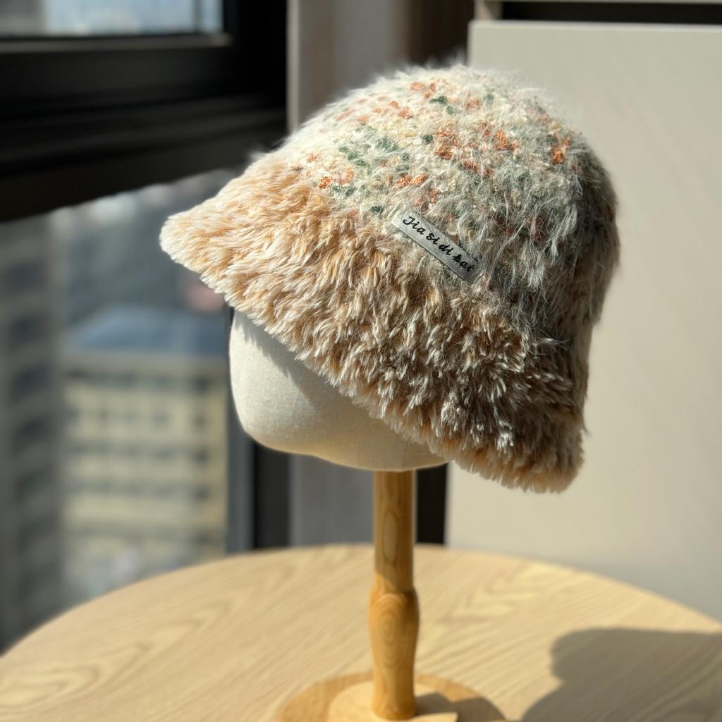 New Dopamine Color Matching Basin Hat for Women In Autumn and Winter Warm Ear Protection Fisherman Hat Plush Hat Wool Bucket Hat Woven Trendy