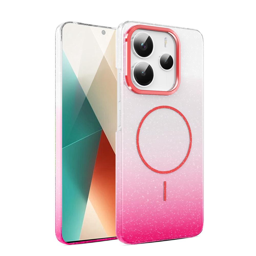 KEYSION Luxuriöse magnetische Handyhülle mit Farbverlauf und Glitzer für Redmi Note 14 Pro+5G 14 4G, stoßfeste Hart-PC-Rückabdeckung für POCO X7 5G