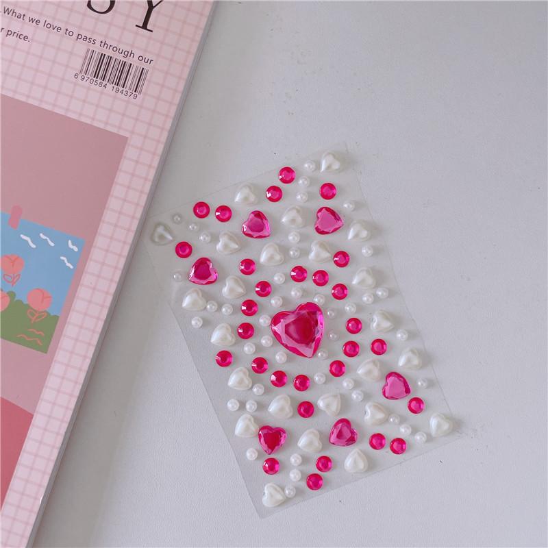 3D Stereo Strass Scrapbook Journal Sticker Glanzend Hart DIY Decor Sticker voor Meisje Koreaanse Mode Sticker Studentenbenodigdheden
