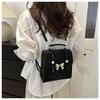 Butterfly Knot Faux Leather Mini Backpack for Women Trendy Small Shoulder Crossbody Purse CLE
