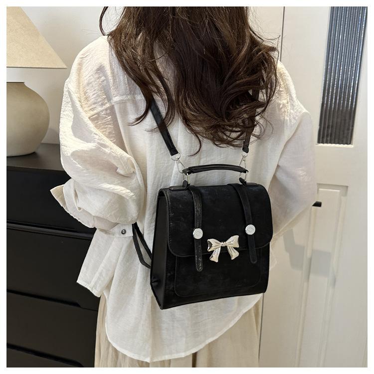 Butterfly Knot Faux Leather Mini Backpack for Women Trendy Small Shoulder Crossbody Purse CLE
