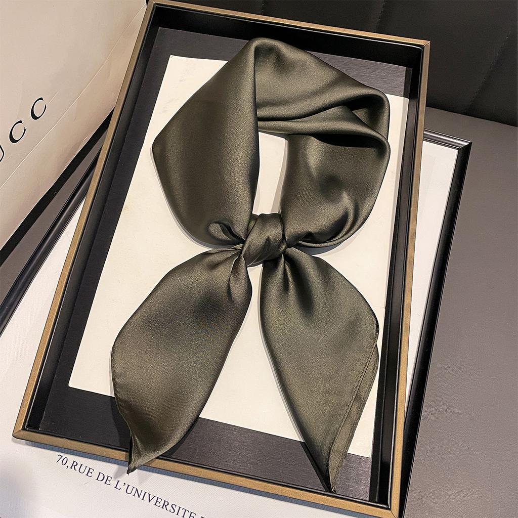 Autumn new versatile 71 imitation silk solid color silk scarf versatile plain color Korean neck scarf tied bag silk scarf