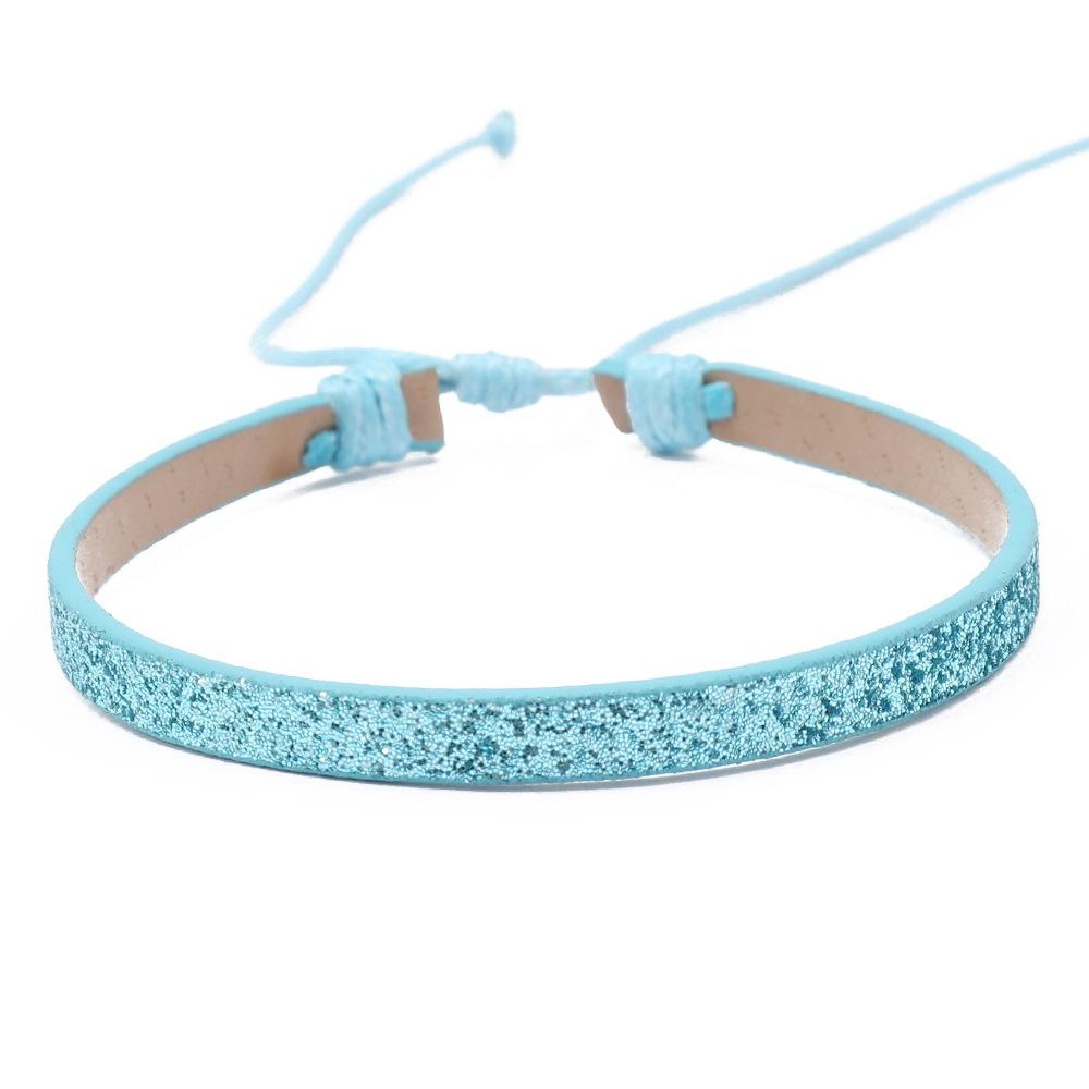 Colorful Sparkly Pu Leather Handmade Pullable Women's Bracelet Simple And Artistic European And American Style