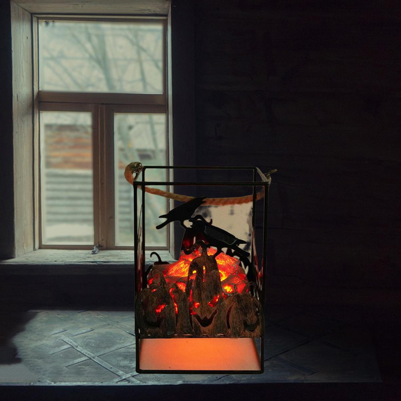 Лампа, Антикварное Портативное Украшение Беспламенная Работающая от Батареек Каминная Лампа Pumpkin Crow