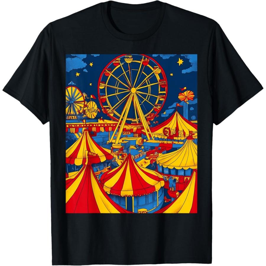 Vibrant Ferris Wheel Graphic for Carnival Lovers T-Shirt S