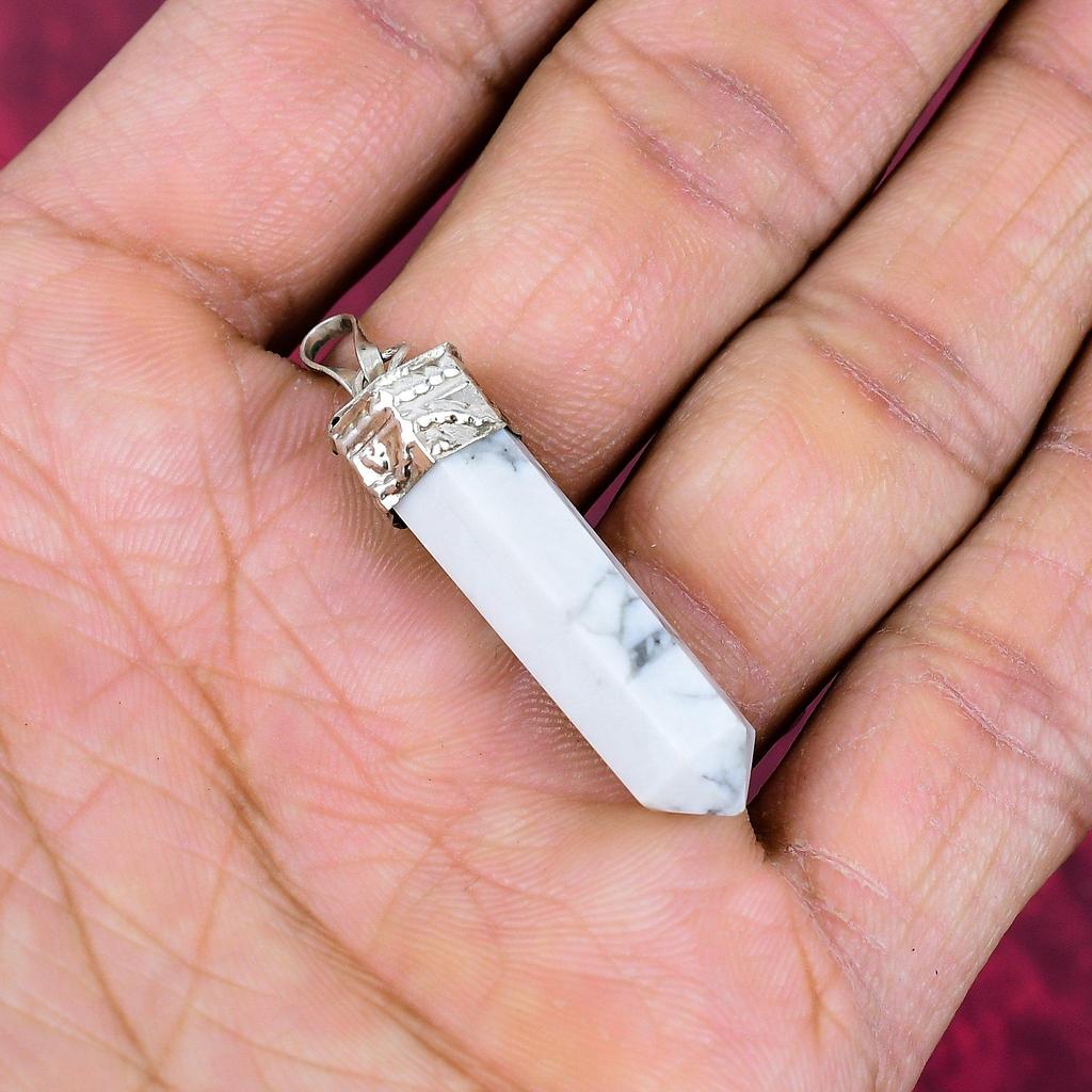 Howlith Anhänger, 925 massives Sterlingsilber Schmuck, Edelsteinanhänger, Geschenk für sie Handgefertigter zierlicher Schmuck