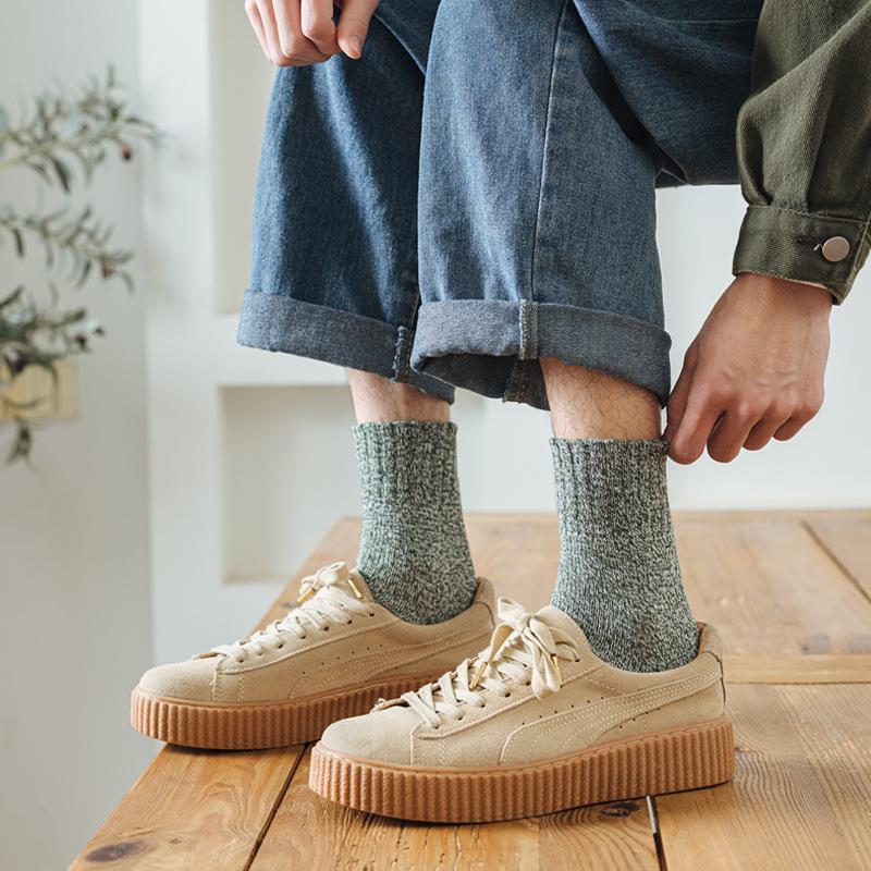 Men's Retro Thick Wool Socks - Warm and Versatile for Autumn and Winter