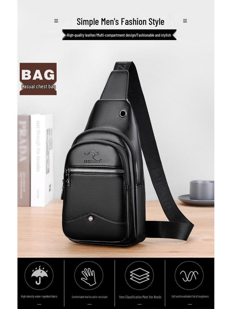 Men's PU Leather Crossbody Sling Bag - Casual Fashion Small Backpack