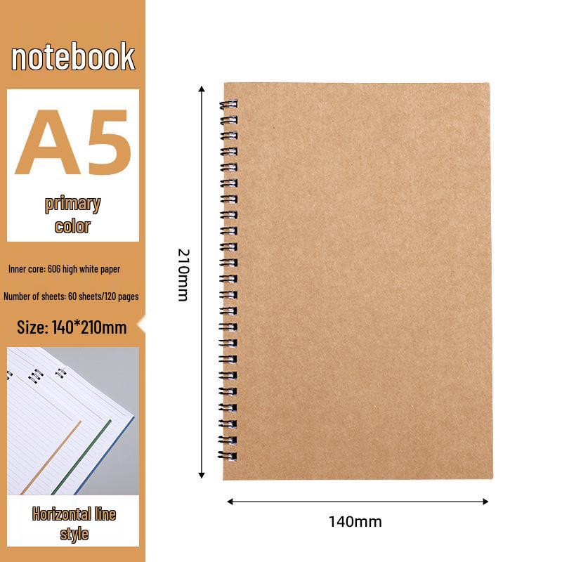 Kraft Paper Spiral Notebook with Tearable Self-Adhesive Sticky Notes - Customizable Student Memo Pad