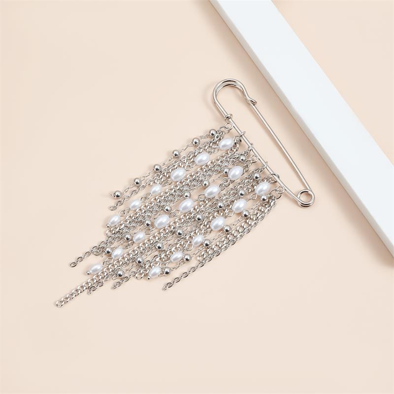 Elegant Pearl Chain Tassel Brooch Fashion Women Clothing Decor Accessories Jewelry Pin Pants Waist Adjust Pins Bag Pendant Gifts