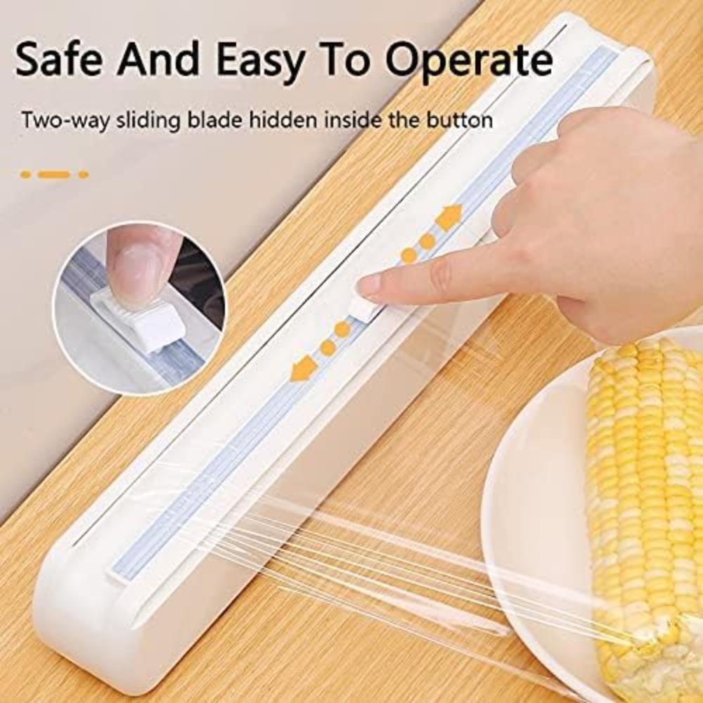 2 In 1 Food Film Dispenser Wrap Dispenser With Cutter Storage Box Aluminum Foil Stretch Film Cutter Kitchen Accessories