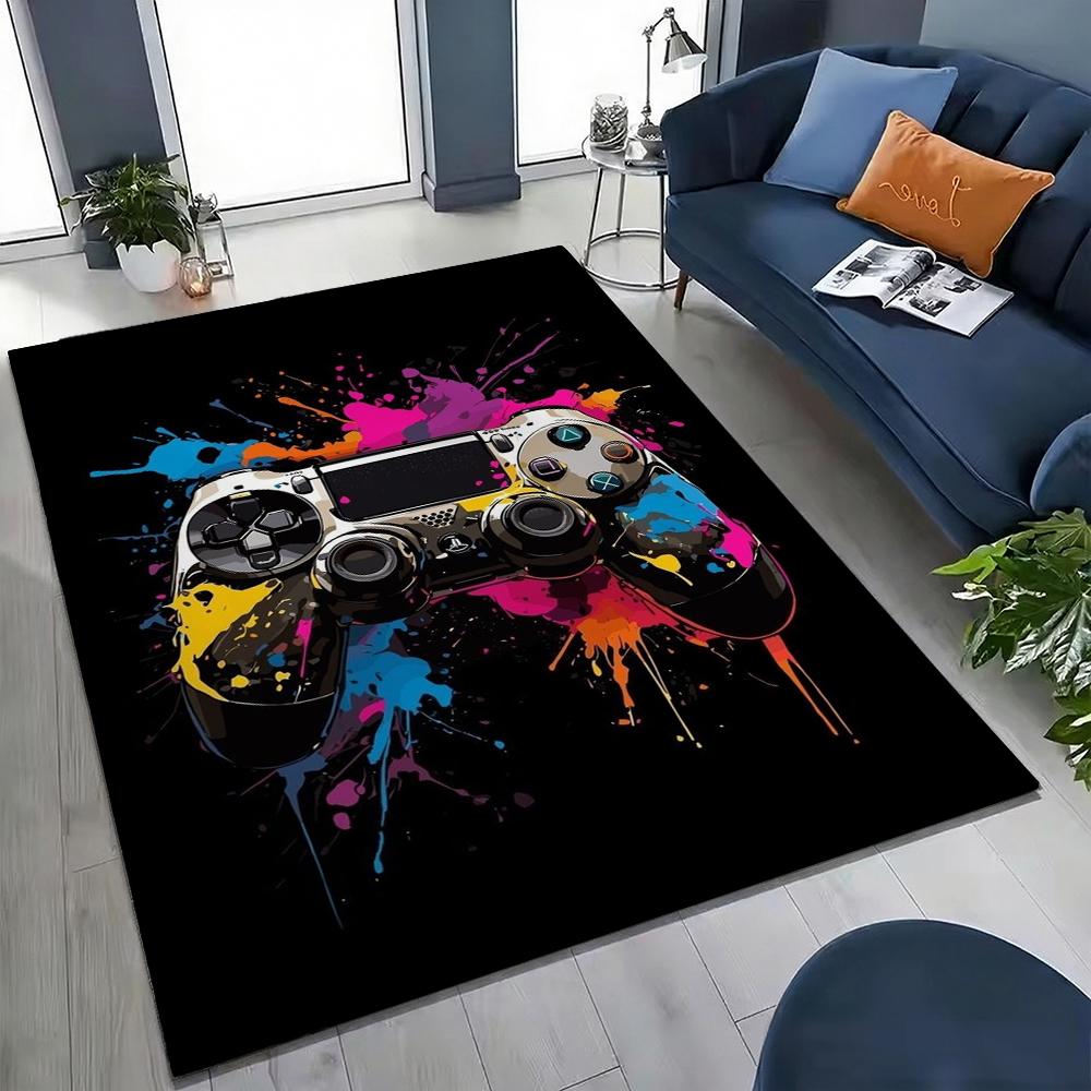 Gamepad Splash Art Indoor Rug Nonslip Durable Carpet For Boys Bedroom Gaming Room Home Decor Memorial Gift
