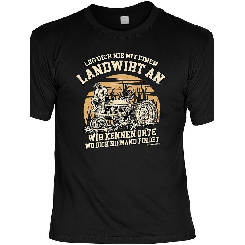 Men'S Short Sleeve Black T-Shirt Leg Dich Nie Mit Einem Landwirt An Farmer For Lovers