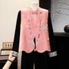 Elegant Spring Embroidered Vest for Mothers - Stand-up Collar with Frog Button, Slimming Fit for Middle-aged and Elderly Women