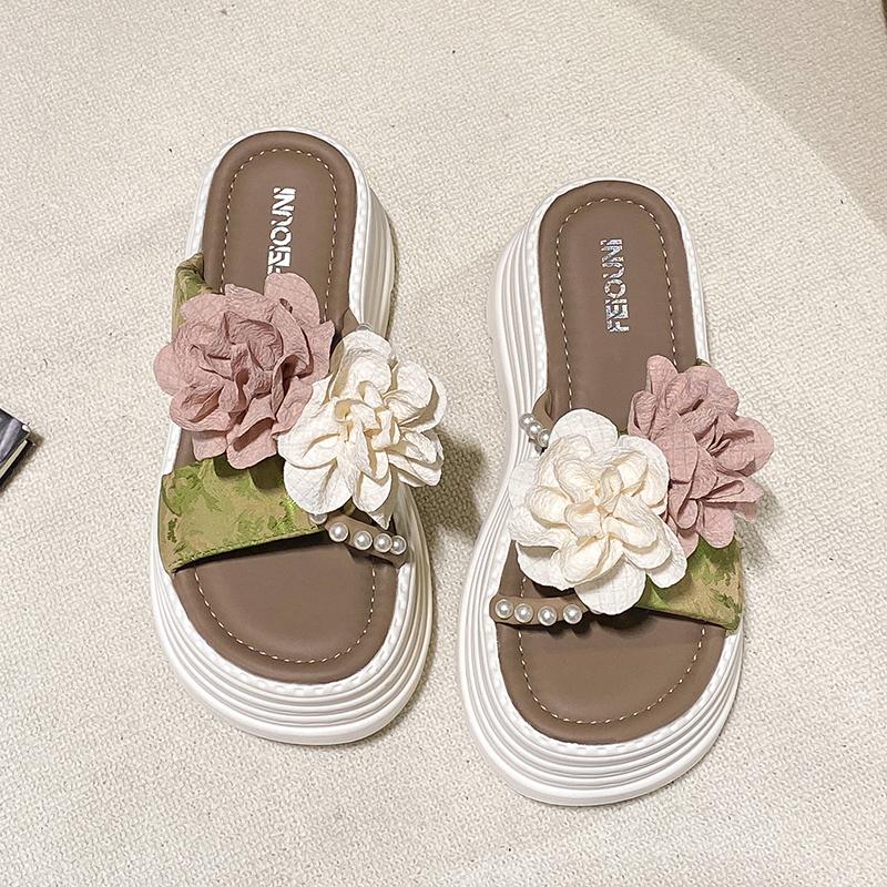 Fashion 7.5CM Heels Wedge Slides Sandals Women Casual Outdoor Slippers Female Summer Non Slip Beach Slipper Walking Chunky Shoes Woman