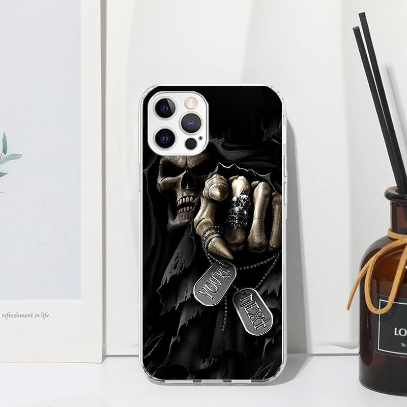 Grim Reaper Skull Skeleton Phone Case For Iphone 17 Air 16 15 Plus 16E 14 Pro Max 13 Mini 12 11 7 8 SE Fundas Soft Back Cover 17