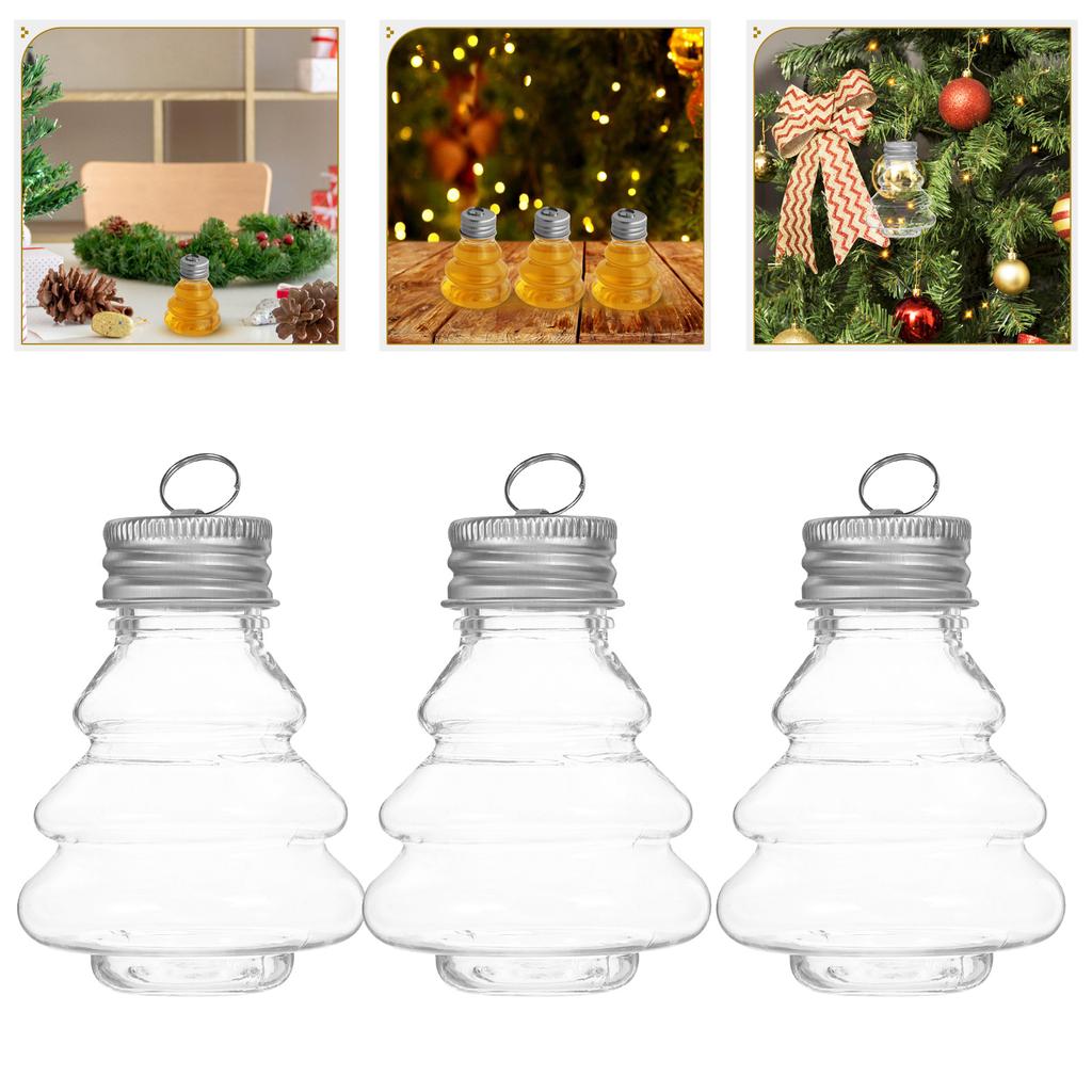 5/10PC Xmas Tree Shaped Hanging Ornament Bottle Party Transparent Plastic Candy Jar Decor Charm Cap Christmas Beverage Bottle