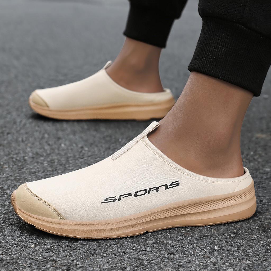 Men's shoes slippers summer new breathable light casual lazy shoes simple sports style soft sole half tray shoes