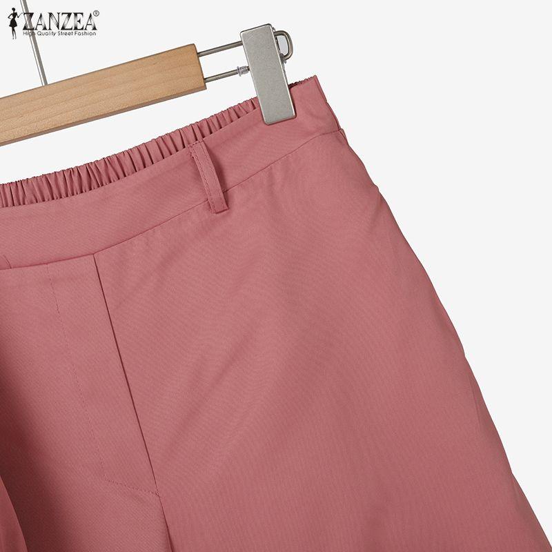 ZANZEA Blusa de Manga 3/4 para Mujer y Pantalones de Pierna Ancha Conjuntos Casuales de Dos Piezas