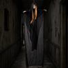 Hanging Ghost with Illuminated Red Eyes Creepy for Entryways