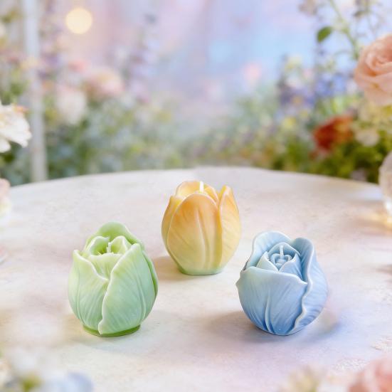 Yousheng Tulip Flower Silicone Mold, 3D Floral Candle Making Mold for Soap Fondant Chocolate Wax Resin Craft, Baking Cake Decorating