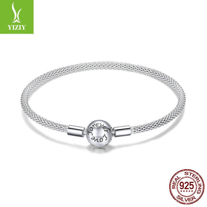 Yinziyun S925 Silver Bracelet for Women - Eternal Love Korean Style, Simple, Fashionable, DIY Basic Design (Model SCB105)