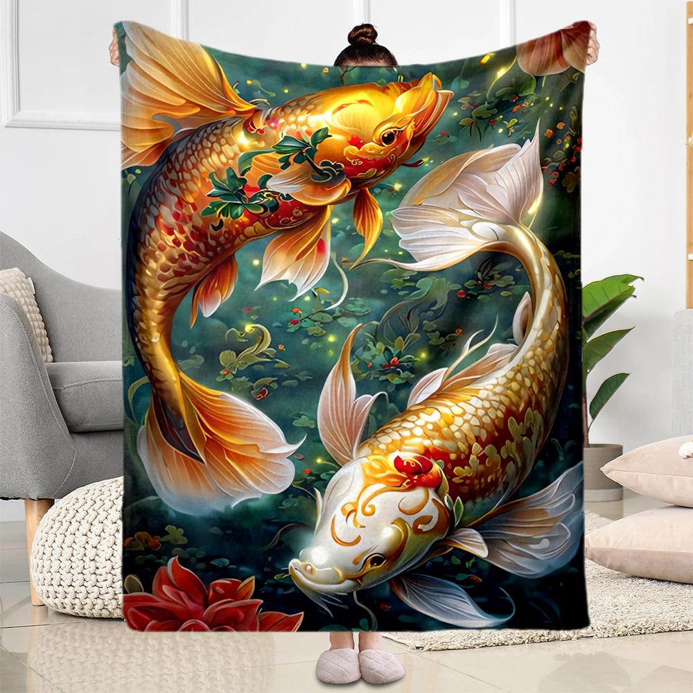 Fish Blanket Soft & Cozy Suitable for Seaside Office Couch for All Seasons Playful Design Ideal Gift for Friends Family Couples Picnic
