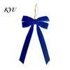 Soft Flannel Bow Ornaments Velvet Ribbon Xmas Pendant, Christmas Tree Ornament, Reusable Party Supplies Decorative Retro Style Hanging Pendant