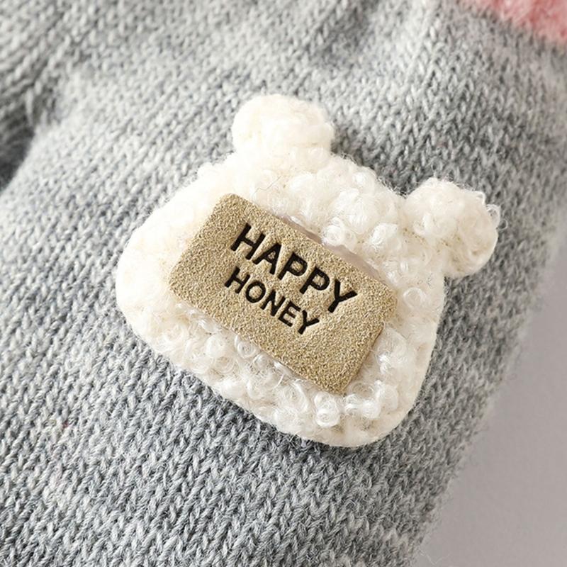 Children Gloves in Autumn and Winter Double-layer Plus Velvet Thickening Warm Cute Gloves for 0-3 Years Old Toddlers