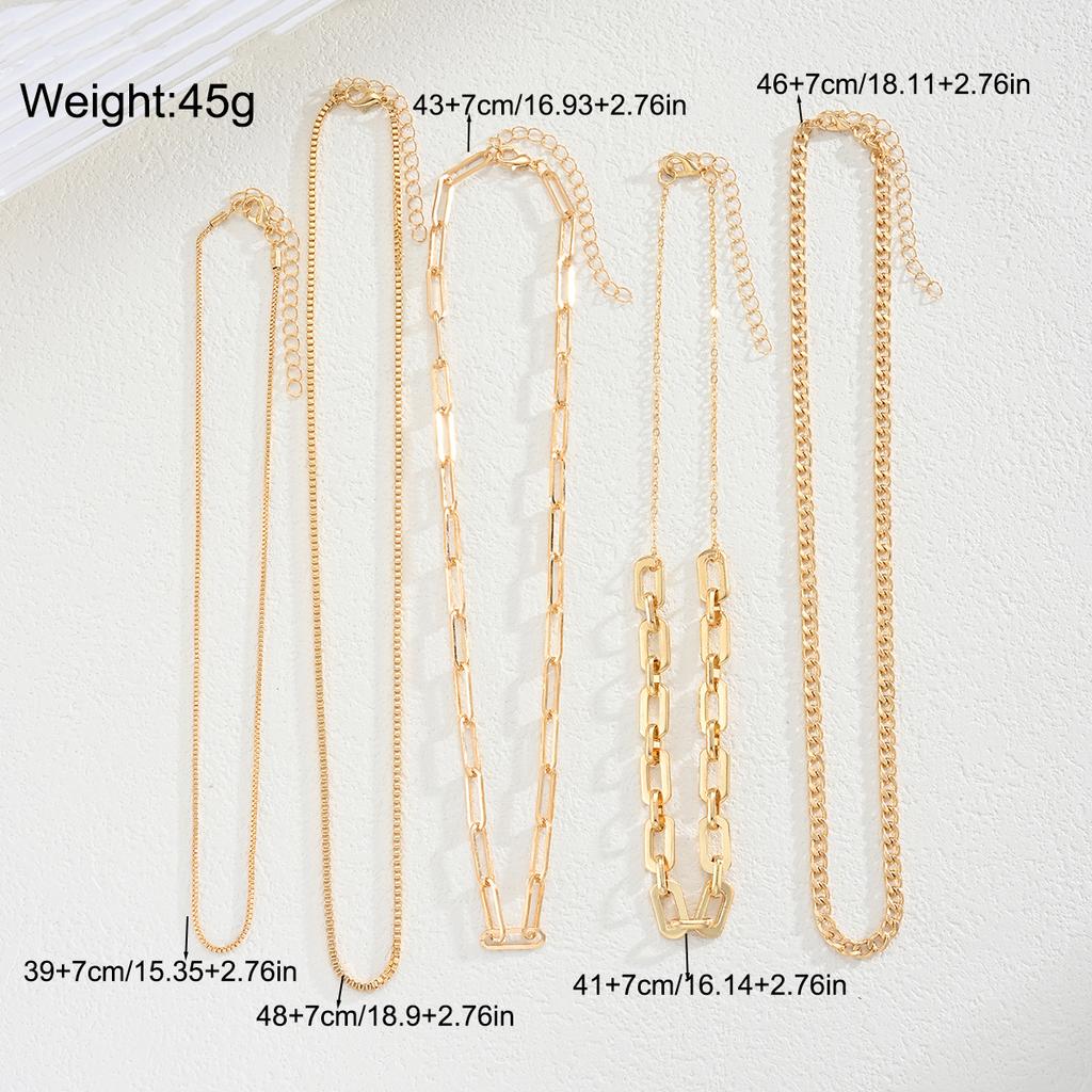 5pcs/Set Simple Braided Bead Chain Necklaces For Women Gold Color Layered Pendant Necklace Set Daily Party Wear Jewelry Gift New