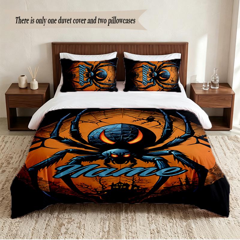 Halloween Personalized Custom Name 3‑Piece Bedding Set Soft Duvet Cover Set For Bedroom Home Decor