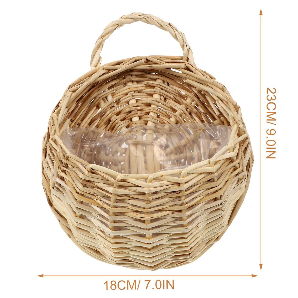 2Pcs Woven Hanging Planter Basket Wall Hanging Flower Basket Rustic Decorative Storage Organizer for Kitchen Bathroom Living