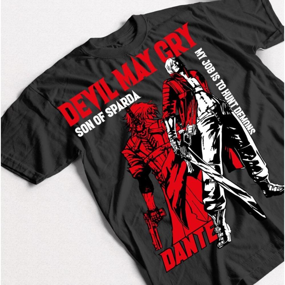 

Футболка Devil May Cry Данте Сын Спарды, Унисекс Стритвир для Фанатов Экшен Игр, Повседневная Футболка с Коротким Рукавом, 100% Хлопок 4XL