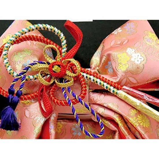 Muromachi 3 year old gold brocade knotted obi DMO303 [Kyoto st. ] Shichi-Go-San (small) "Pink"
