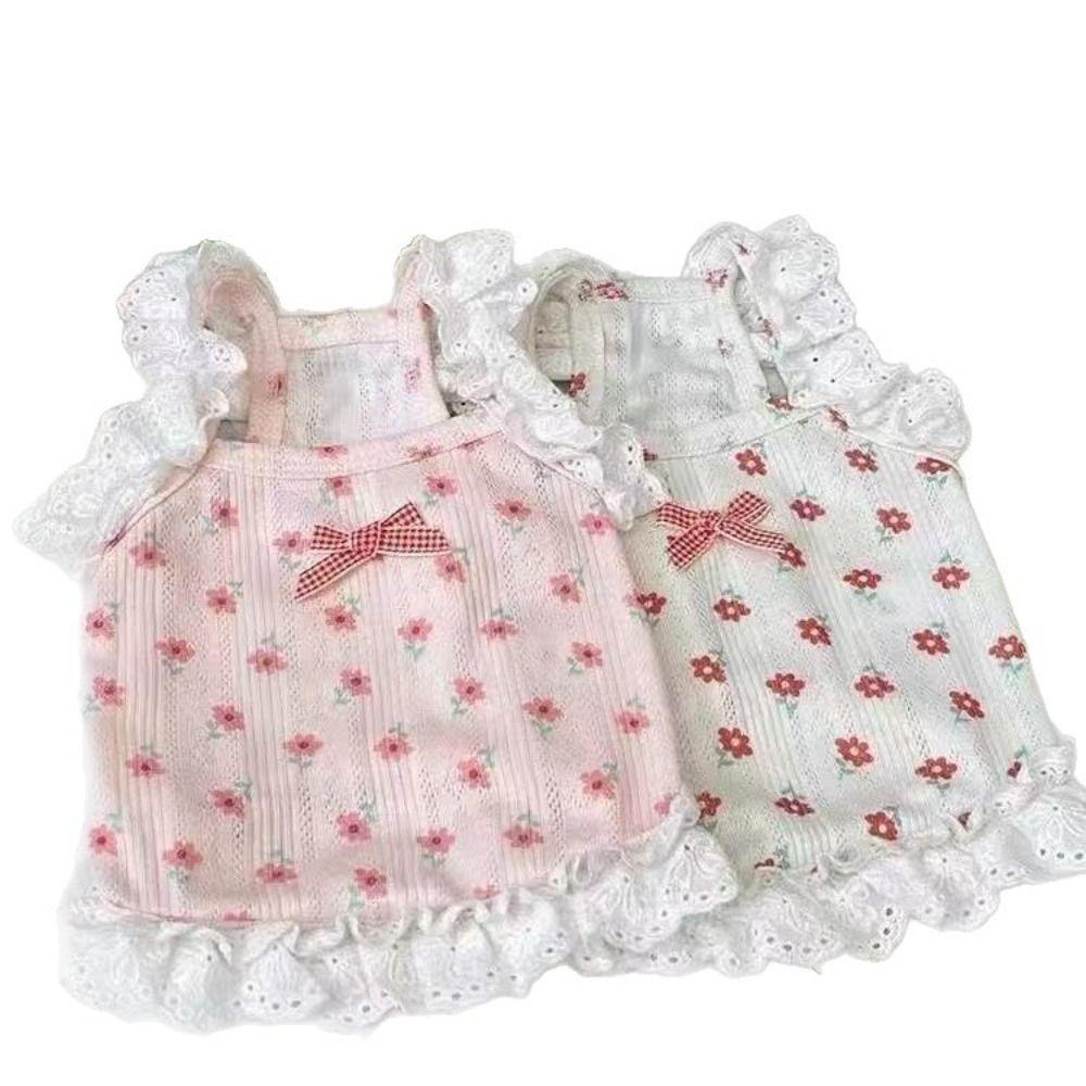 Flower Pattern Pet Camisole Vest Cute Puppy Clothes Princess Dress Floral Dog Dress  Summer Wear
