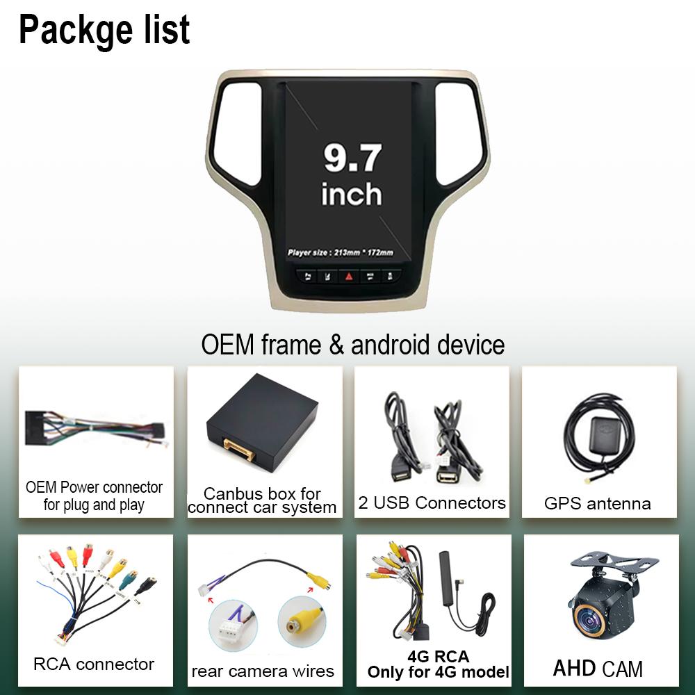 Android For Jeep Grand Cherokee 2014 - 2017 2 din Car Radio GPS Navigation Carplay Bluetooth Touch Screen Intelligent System DSP