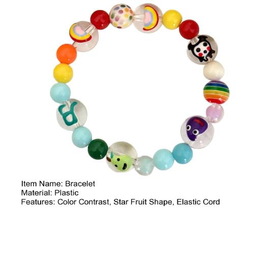 Bracelet Handmade Texture Matching Beads Heart Star Fruit Decor Kids Bracelet Contrasting Color Design Elastic Cord Wristband