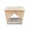 Hand-Carved Wooden Console Side Table Nightstand with Floral Bedside Table with Shelf | Solid Mango Wood Accent Table Traditional Table