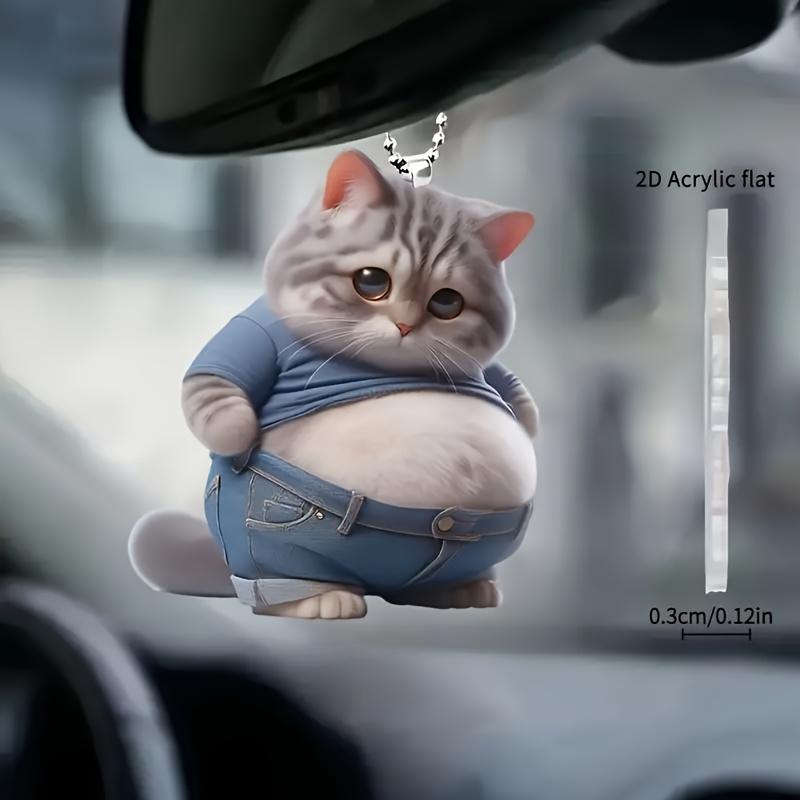 1pc Cute 2D Cat Crystal Charm - Perfect Car Decoration and Keychain Accessory, Ideal Holiday Gift