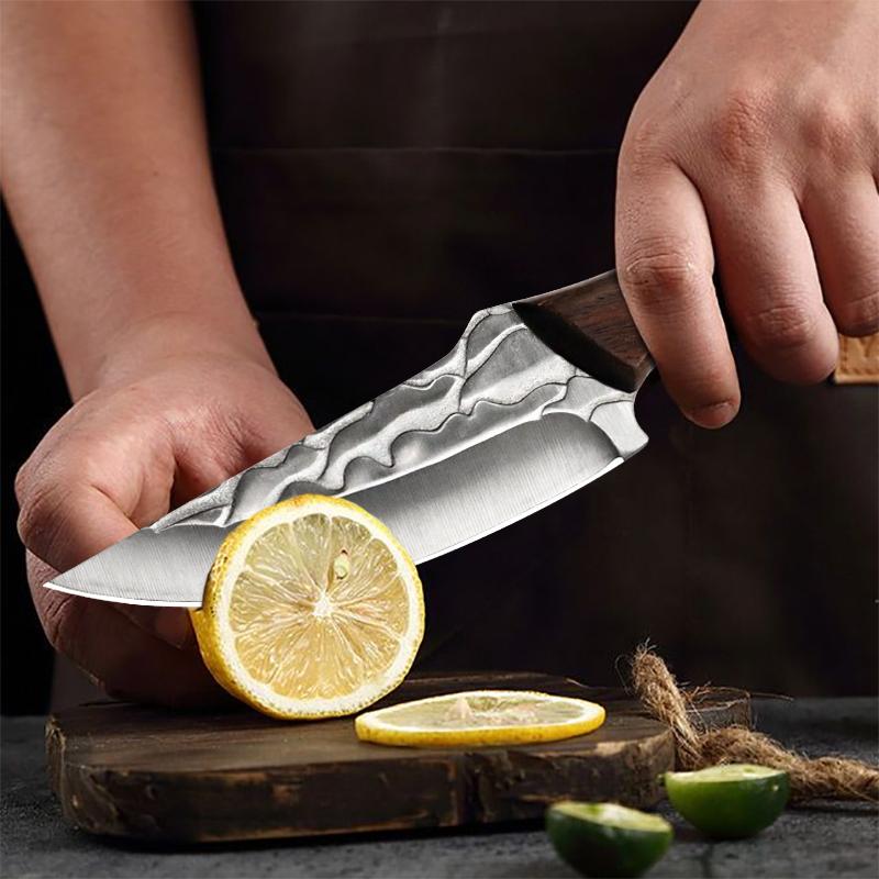 High Carbon Steel  Meat Cleaver Butcher Boning Knife Handmade Forged Kitchen Household Fruit Vegetables Utility Knife