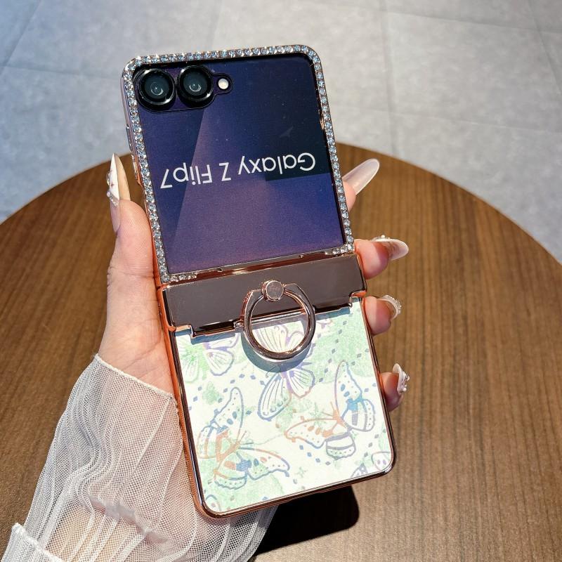 Custodia Galaxy Z Flip 8 / 7 Copertura Protettiva Integrale Con Protezione Cerniera Design Farfalla Scintillante Materiale PC