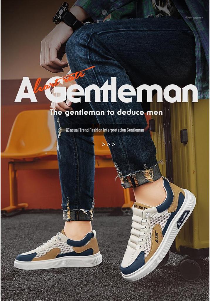 2025 Summer Men's Breathable Mesh Casual Board Shoes - Fashionable & Versatile