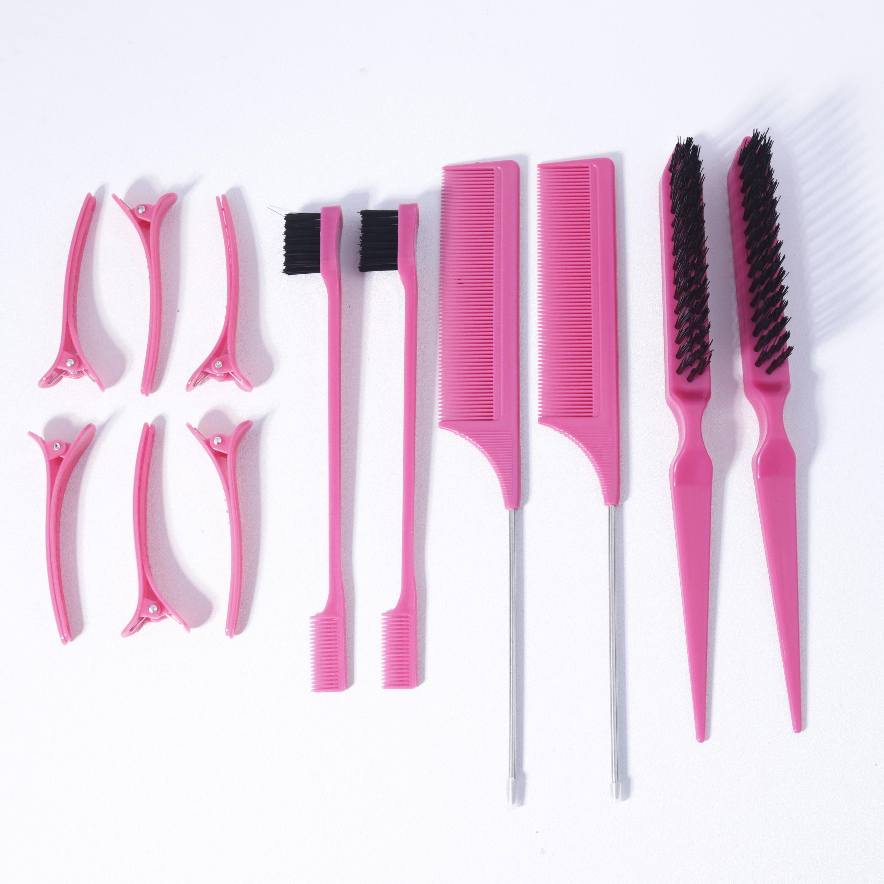 

12pcs hair comb set, mouse tail comb, edge brush, for edge and back brushing, 6 smooth clips,Special for real hair wigs