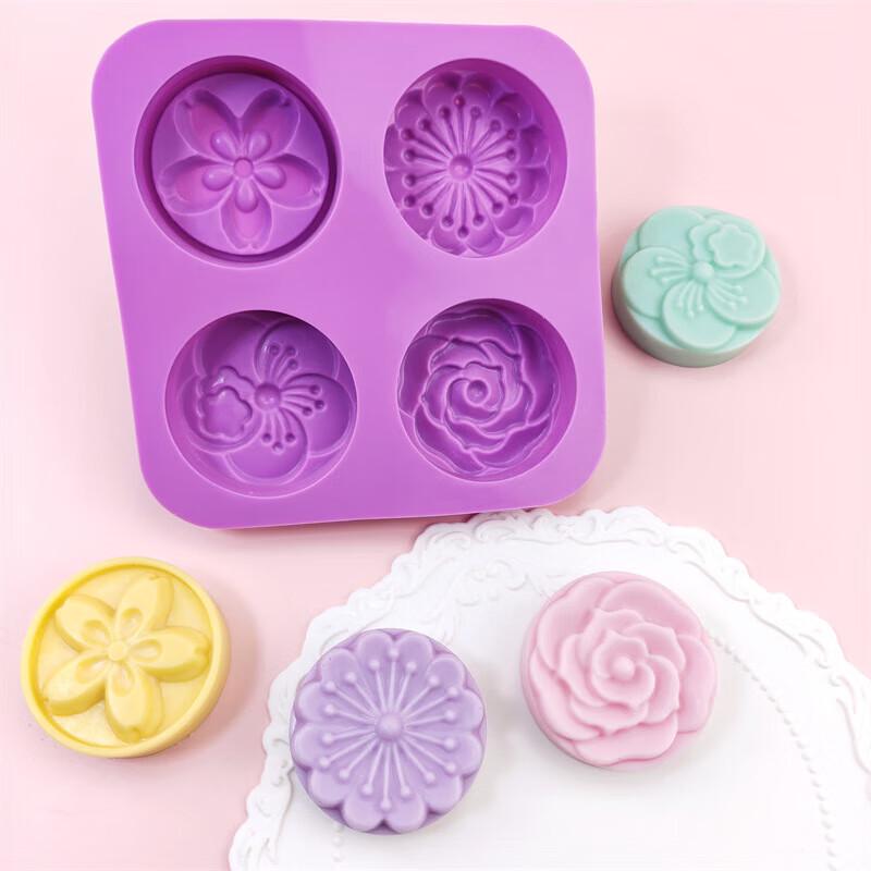 4-Cavity Round Flower Silicone Mold