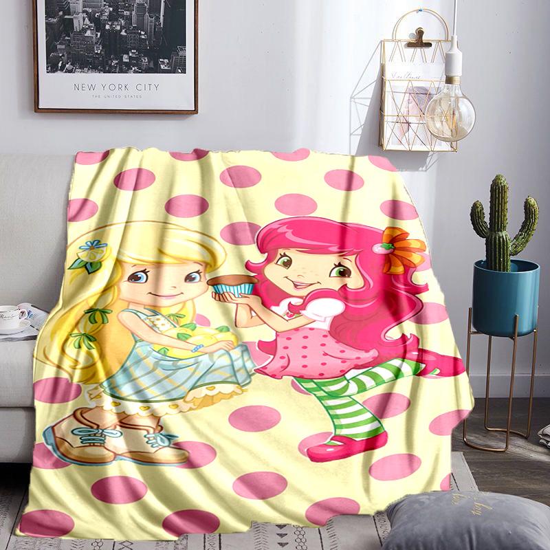 Straw-berry Friends Blanket Lightweight Flannel Bedding Blanket Perfect for Travel, Camping, Living Rooms, Offices, Sofas, Fan Christmas gift