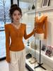 Women's Lace Patchwork V-Neck Long Sleeve Cotton Shirt - Slimming Spring 2026 Versatile Base Layer